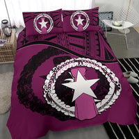 Northern Mariana Islands Duvet Cover Set - Northern Mariana Islands Flag Dark Pink - Polynesian Pride