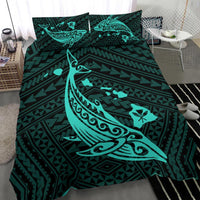 Hawaiian Map Whale Polynesian Bedding Set - Turqouise - Polynesian Pride