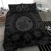 Hawaiian Map Honu Hibiscus Tropic Gray Polynesian Bedding Set - Polynesian Pride