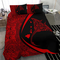 Hawaiian Map Manta Ray Polynesian Bedding Set - Red - Circle Style - Polynesian Pride