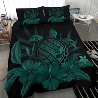 Hawaiian Map Turtle Hibiscus Polynesian Bedding Set - Turquoise - Polynesian Pride