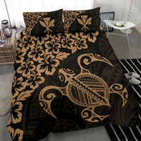Hawaiian Map Turtle Hibiscus Kanaka Polynesian Bedding Set - Gold - Polynesian Pride