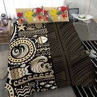 Polynesian Duvet Cover Set - Hawaii Bedding Set Gold Polynesian Hibiscus Tribal style - Polynesian Pride