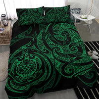 Polynesian Bedding Set - Hawaii Duvet Cover Set Green Turtle Tribal - Polynesian Pride