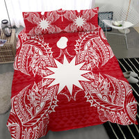 Polynesian Bedding Set - Nauru Duvet Cover Set Map Red White - Polynesian Pride