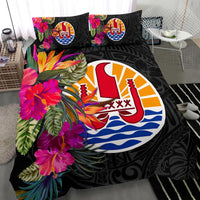 Tahiti Bedding Set - Polynesian Hibiscus Pattern Black - Polynesian Pride