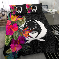 Pohnpei Bedding Set - Polynesian Hibiscus Pattern Black - Polynesian Pride