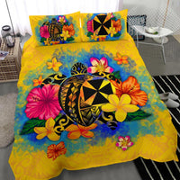 Wallis and Futuna Polynesian Bedding Set - Turtle with Plumeria and Hibiscus - Polynesian Pride
