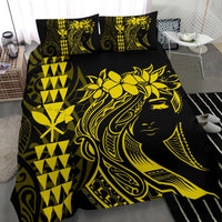 Hawaii Map Kanaka Polynesian Hula Girl Bedding Set - Yellow - Polynesian Pride