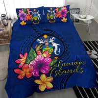 Polynesian Bedding Set - Solomon Islands Duvet Cover Set Floral With Seal Blue - Polynesian Pride