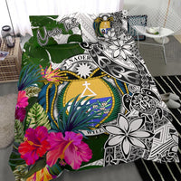 Nauru Custom Personalised Bedding Set White - Turle Plumeria Banana Leaf Crest - Polynesian Pride