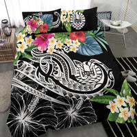 Tahiti Polynesian Bedding Set - Summer Plumeria (Black) - Polynesian Pride
