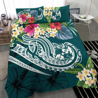 Tonga Polynesian Bedding Set - Summer Plumeria (Turquoise) - Polynesian Pride