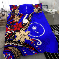 Chuuk Bedding Set - Tribal Flower With Special Turtles Blue Color - Polynesian Pride