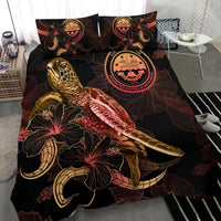 Federated States of Micronesia Polynesian Bedding Set - Turtle With Blooming Hibiscus Gold - Polynesian Pride