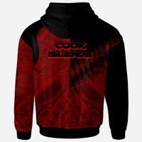 Cook Islands Zip Hoodie Red Color Symmetry Style - Polynesian Pride