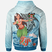Fiji Zip Hoodie Polynesian Girls With Shark - Polynesian Pride