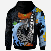 Papua New Guinea Custom Zip Hoodie Fish Hooks and Wave - Polynesian Pride