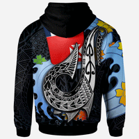 Wallis and Futuna Zip Hoodie Fish Hooks and Wave - Polynesian Pride