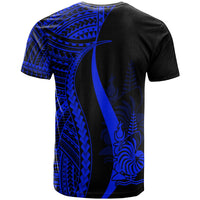 New Caledonia T Shirt Blue Polynesian Tentacle Tribal Pattern - Polynesian Pride