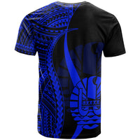 Tahiti T Shirt Blue Polynesian Tentacle Tribal Pattern - Polynesian Pride