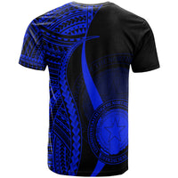 Northern Mariana Islands T Shirt Blue Polynesian Tentacle Tribal Pattern - Polynesian Pride