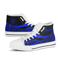 Niue Custom Personalised High Top Shoes Blue - Polynesian Tentacle Tribal Pattern - Polynesian Pride