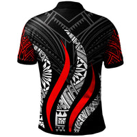 Tuvalu Polo Shirt Tuvalu Strong Fire Pattern Red - Polynesian Pride