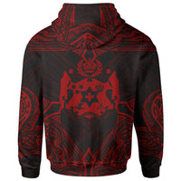 Tonga Custom Hoodie Coat of rms With Patterns Red Color - Polynesian Pride