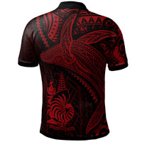 New Caledonia Polo Shirt Humpback Whale and Coat of Arms Red - Polynesian Pride
