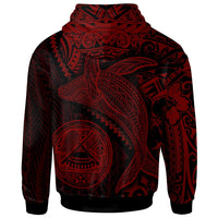 American Samoa Zip up Hoodie Humpback Whale & Coat of Arms Red - Polynesian Pride