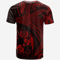 Tonga T Shirt Humpback Whale & Coat of Arms Red - Polynesian Pride