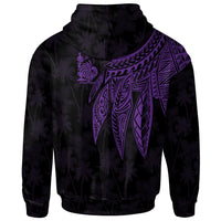 New Caledonia Zip up Hoodie Polynesian Wings Purple - Polynesian Pride