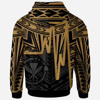 Hawaii Hoodie Kanaka Maoli With Polynesian Pattern In Heartbeat Style (Gold) - Polynesian Pride
