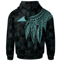 Tokelau Polynesian Custom Zip up Hoodie Polynesian Wings (Turquoise) - Polynesian Pride