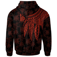 New Caledonia Custom Zip up Hoodie Polynesian Wings Red - Polynesian Pride