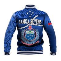 Samoa Rugby Baseball Jacket Manu Samoa Polynesian Hibiscus Blue Style LT14 - Polynesian Pride