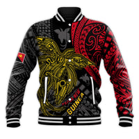 Papua New Guinea Baseball Jacket Raggiana Birds Of Paradise Happy 47th Independence Day LT13 Unisex Black - Polynesian Pride