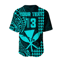 (Custom Text and Number) Hawaii Day Kakau Baseball Jersey Proud To Be Hawaiian Turquoise King Kamehameha and Kanaka Maoli LT13 - Polynesian Pride