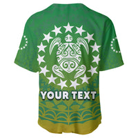 (Custom Personalised) Cook Islands Baseball Jersey Circle Pattern Mix Sea Turtle Green Version LT14 - Polynesian Pride
