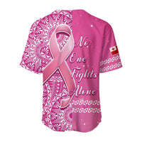 Tonga Breast Cancer Baseball Jersey Tongan Ngatu Pattern No One Fights Alone LT14 - Polynesian Pride