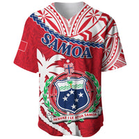 Samoa Baseball Jersey Samoan Coat Of Arms With Coconut Red Style LT14 - Polynesian Pride