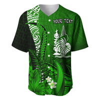 (Custom Personalised) New Caledonia Baseball Jersey Nautilus Green Polynesian Hibiscus LT13 - Polynesian Pride