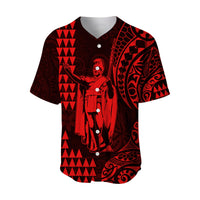 (Custom Text and Number) Hawaii Day Kakau Baseball Jersey Proud To Be Hawaiian Red King Kamehameha and Kanaka Maoli LT13 - Polynesian Pride