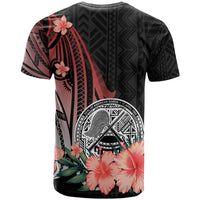 American Samoa T Shirt Red Polynesian Hibiscus Pattern Style - Polynesian Pride