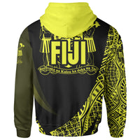 Fiji Zip Hoodie Yellow Polynesian Patterns Sport Style - Polynesian Pride