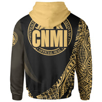 Northern Mariana Islands Zip Hoodie Gold Polynesian Patterns Sport Style - Polynesian Pride