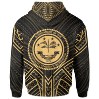 Federated States of Micronesia Zip Hoodie Federated States of Micronesia Seal Gold Tribal Patterns - Polynesian Pride
