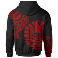 Tahiti Custom Zip Hoodie Tahiti Tatau Red Patterns - Polynesian Pride