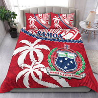 Samoa Bedding Set Samoan Coat Of Arms With Coconut Red Style LT14 - Polynesian Pride